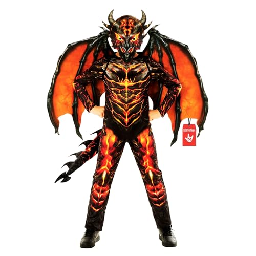 Morph Lava Dragon Costume Kids with Wings, Kids Dragon Costume,