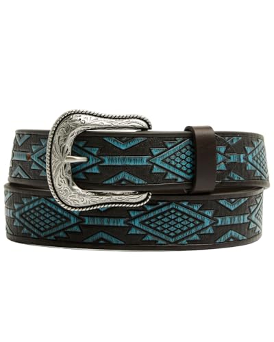 Cody James Men's Hand Painted Southwestern Print Embossed Leather Belt - CJAFA25BT9-DBL 34