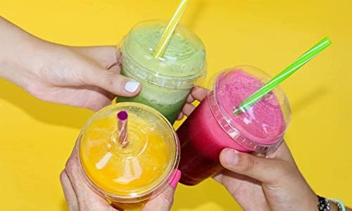 HOT BARGAINS 10oz Premium Smoothie Cups with Dome Lids Ideal for Party Milkshake Juice Sweets & Thick Shakes Ice Cream Cups for Bar & Restaurants (Size 10oz / 290ml) (50)