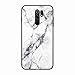 Produktbild Miagon Glas Handyhülle für Xiaomi Redmi 9,Marmor Serie 9H Panzerglas Rückseite mit Weicher Silikon Rahmen Kratzresistent Bumper Hülle für Xiaomi Redmi 9,Weiß