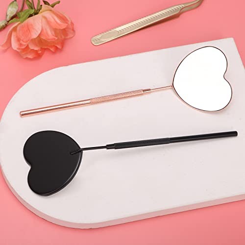 Miuffue Lovely Lash Mirror - Heart Shaped Detachable Stainless Steel Eyelash Mirror, 2.2inch Lash Extension Supplies and Tools, Black - Thumbnail 7