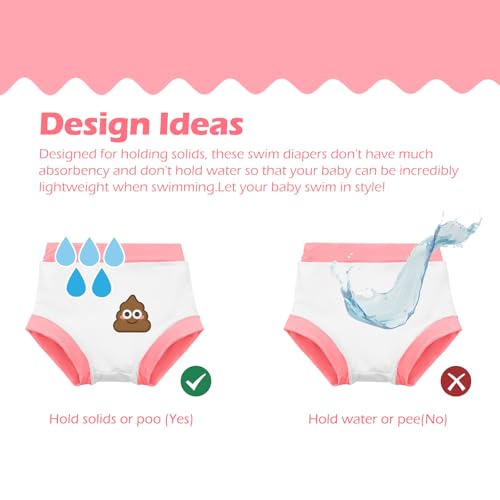 Image of ALVABABY 3 Pack Reusable Baby Girls Swim Diapers UPF 50+ Washable Toddler Beach Diapers