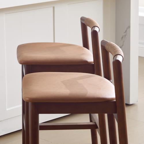 Image of Zesthouse Wood Counter Stools with Woven Paper Cord Accent Back, Set of 4