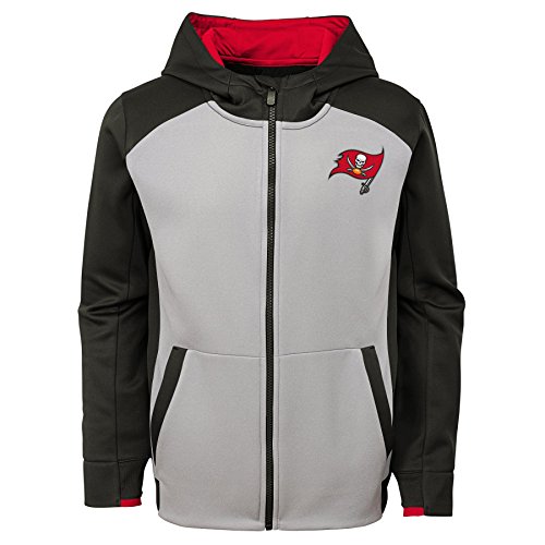 NFL Tampa Bay Buccaneers Kids & Youth Boys "Hi Tech" Performance Full Zip Hoodie, Black, Kids Large(7)