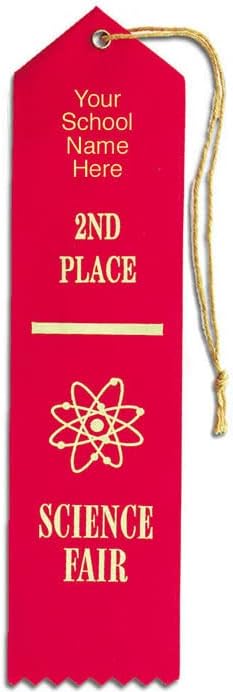 Set of 100 Personalized Science Fair 2nd Place Ribbons - Carded