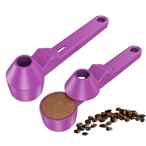 Image of Coffee Scoop & Funnel for Reusable K Cup Refillable Coffee Pods, Coffee Measuring Spoon 2 Tablespoon Capacity, Scoop with Funnel for Ground Coffee, Protein Powder, Tea (Purple, 2 Pack)