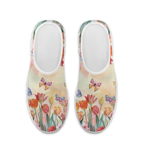 Image of Hummingbird Floral Print Lightweight Walking Shoes for Women Mesh Casual Sneakers Size 5-10.5