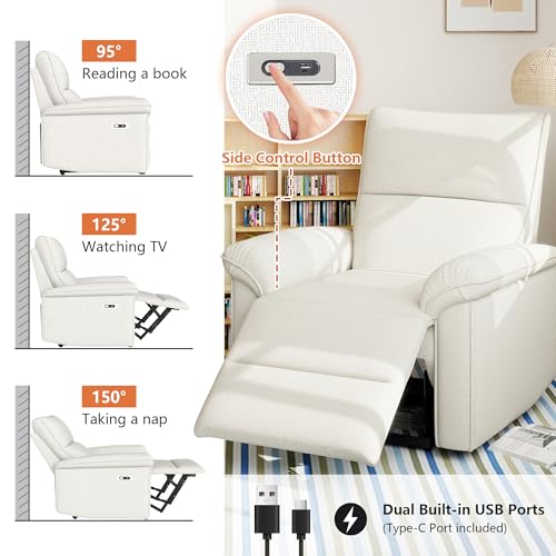Sillón reclinable beige compacto con estructura de hierro miniatura 4