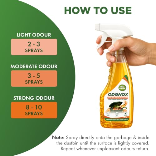 Image of Bioclean ODONOX - Garbage Odour Eliminator Spray | Destroys Bad Smell from Garbage | Made for Wet Waste, Organica Waste, Dustbins & Garbage Waste | Trash Bin Spray 500ml