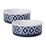 Bone Dry DII Lattice Ceramic Pet Bowl for Food & Water with Non-Skid Silicone Rim for Dogs and Cats (Medium - 6