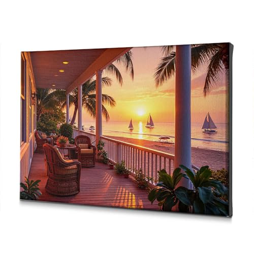 Toile coucher de soleil plage 40x60 pour s'évader depuis son porche salon