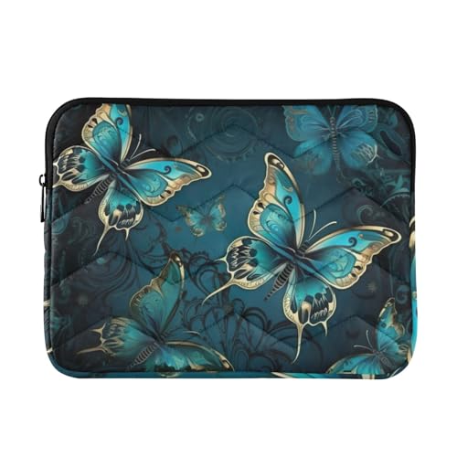 Funda para portátil azul con mariposa para 13-14 pulgadas miniatura 1