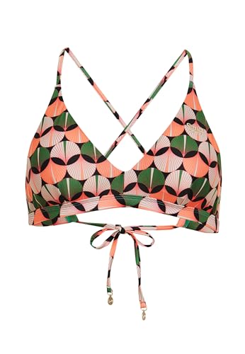 Superdry Damen Triangel-Bikinioberteil mit überkreuzten Rückenträgern Orange Geo 44