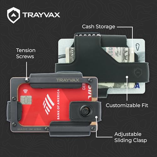 Image of Trayvax Contour Lite Wallet, RFID Front Pocket Money and Credit Card Holder, Minimalist Slim Leather Metal Wallet for Men and Women, Lite Rose Gold /Black