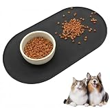 Napfunterlage Hund, Napfunterlage Katzen, 45 x 25 cm Wasserfeste Silikon Futtermatte wasserdichte Haustierfutter Matte für Kleine Hunde und Katze (Schwarz)