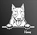 BlingelingShirts Auto Aufkleber Bullterrier Hund Plus Name Wunschname Weiss matt Wandaufkleber Wandtattoo Autoaufkleber