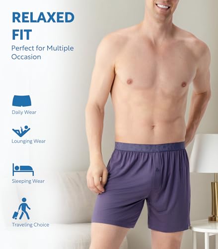 Image of DAVID ARCHY Mens Boxers Soft Rayon Made from Bamboo Boxers for Men Pack Loose Underwear Cooling Mens Boxer Shorts