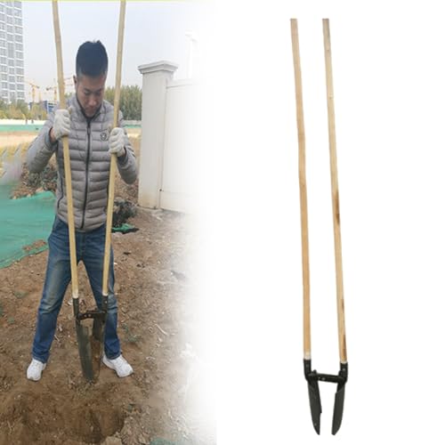 Image of 55'' Heavy Duty Post Hole Digger, Dual Sharp Blades for Soil Digging & Fence Installation, Garden Shovel Tool