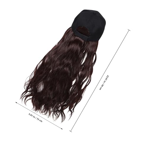 Postiche à chapeau haut de gamme avec casquette noire et magnifiques cheveux bouclés marron - 2