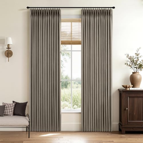 Chocolate Brown Linen Pinch Pleated Curtains 84 Inch Length 2 Panels