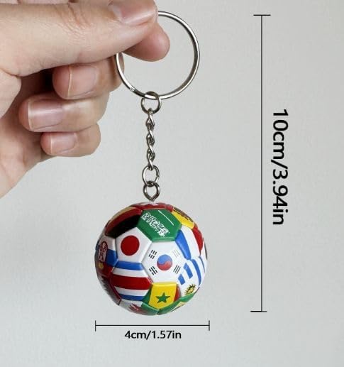 International Flag Soccer Ball Keychain 3D World Flags Football Charm Keyring Global Sports Accessory for Backpacks Keys Decorative for Soccer Sports Fans Gifts