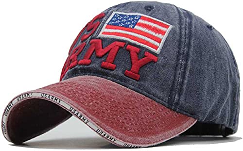 Image of Denim Us Army Flag Style Cotton Embroidered Adjustable Baseball Cap for Adult Men Women Unisex