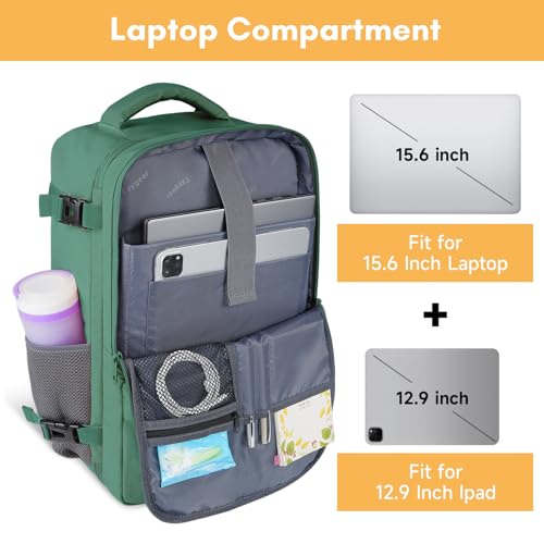 Image of Taygeer Travel Backpack for College Woman, Backpack for 15.6 inch Laptop | Lightweight TSA Friendly Bag for Women with Water Bottle Holder, Back Pack Carry On Luggage for friend Gym Sport,Green