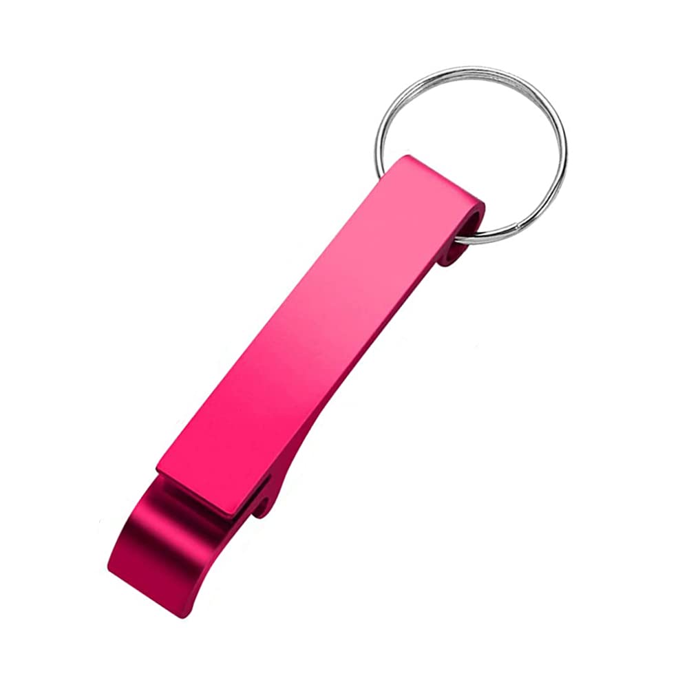 Bottle Opener Keychain, Mini Can Opener Key Collectors, Beer Bottle Opener Aluminum Alloy Soda for Bar Party Home - Rose Red