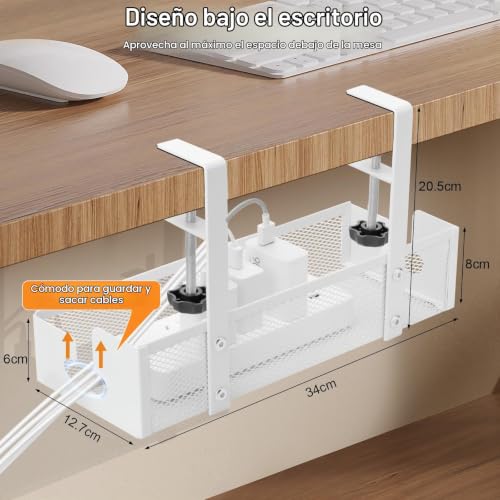 Miniatura 4 de Cozary Organizador De Cables Escritorio, Bandeja Cables Escritorio Con Ganchos Regulables, Soporte Bajo Mesa De Acero Al Carbono Alta Capacidad Para Oficina Hogar Gaming