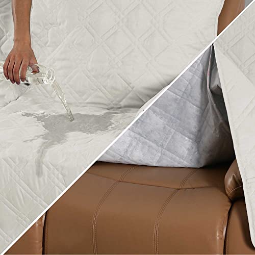 Recliner Sofa Slipcover Couch Covers, One Piece Non Slip Recliner Couch Cover For Loveseat 3 Seater Cushion Couch With Elastic Straps, Washable Furniture Protector For Kids, Pets (3-Seater, White) #TOP4