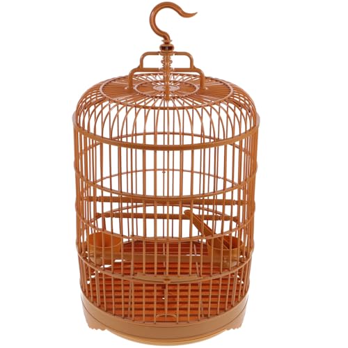 MUCKLILY 1 Set Runder Vintage- vogelkäfig aus Kunststoff mit Futternapf Und Tränkeeimer für Kleine Vögel. Sicherer Hängekäfig mit Großer Bewegungsfreiheit
