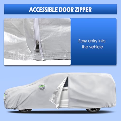 Image of Car Cover Custom Fit for Honda Odyssey Minivan 1999-2026, Migaven Waterproof Full Exterior Cover Sun Rain Protection with Door Zipper and Cotton Lining, Silver