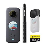Insta360, ONE X2, Kit con selfie stick - Action camera da 5.7K, 360°, con stabilizzazione, resistente all'acqua grazie all’impermeabilità IPX8, touch screen, editing del video automatico, comando