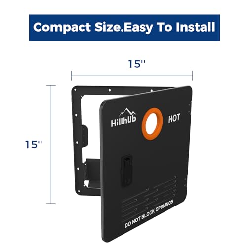 Hillhub 15 x 15 Inches RV Water Heater Black Door (ONLY DOOR). Electrolytic Plate, Electrostatic Powder Coating Technique, Tankless RV Water Heaters Door kit of Hillhub