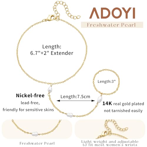 Image of adoyi Gold Bracelets for Women, 14K Gold Plated Stackable Bracelet Stack Set Adjustable Charm Paperclip Chain Cuban Link Layered Waterproof Jewelry Sets Gifts for Womens 6.5 Inch