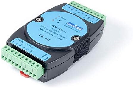 COMMFRONT Industrial RS485 Opto-Isolated Hub/Splitter/Repeater, 2500V Optical Isolation, Supports 4x128 RS-485 nodes (Expandable), DIN-Rail/Wall/Panel Mount