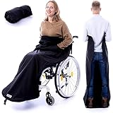 BELIEFF Rollstuhl Fleecedecke für Outdoor - Größe 140x90x35 cm schützt vor Regen, Kälte und Wind, Taschen für die Hände 100% Polyester und komplett mit Fleece Gefüttert (mit PVC-Untertrittschutz)