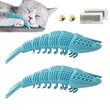 Cat Toothbrush Catnip Toy,Interactive Rubber Dental Care for Pet Kitten Kitty, Crayfish-Shaped Safe Chewing Toy Tooth Cleaning Resistant Cat Toy(2 Pack)