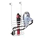 mDesign Metal Over Door Hair Care & Styling Tool Storage Organizer Basket for Hair Dryer, Flat Iron, Curling Wand, Hair Straightener, Brush - Hang Inside or Outside Cabinet Doors, 2 Sections - White