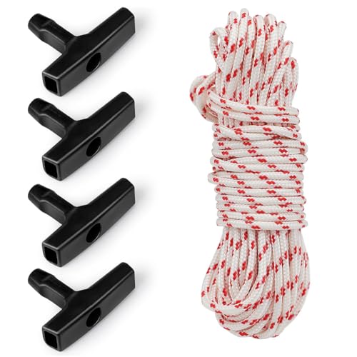 SGERUFZ 10 metros 3.0 mm Cuerda de Arranque 4 Unidades Mango de Arranque para Cortacésped Motosierra Recortadora Cepillo Cortador Piezas de Motor