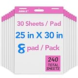 Super Sticky Staffeleiblock, 63,5 x 76,2 cm, 30 Blatt/Block, 8 Blöcke/Packung (Rosa), großes selbstklebendes Flipchart-Papier für Whiteboards, hochwertiges weißes Kartenpapier für Lehrer, Büro und