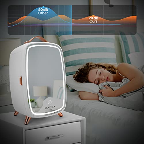 Kfo Portable Mirrored Beauty Fridge With Led Lighting,6 Liter Portable Mini Fridge For Makeup, 6 Liter/8 Can 3 Led Mirror Light Mode,For Makeup Storag #TOP6