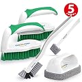 Holikme 5 pack Deep Cleaning Brush Set?Scrub Brush&Grout and Corner brush&Scrub pads with Scraper Tip&Scouring pads?for bathroom,Floor, Tub, Shower, Tile, Bathroom and Kitchen Surface?Green?