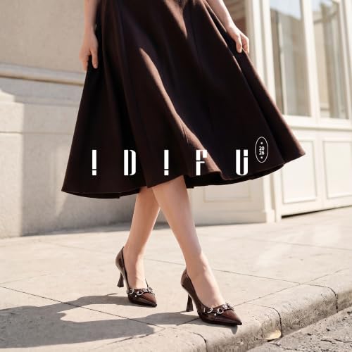 Image of IDIFU Kitten Heels Pumps Closed Pointed Toe Dress Shoes for Women