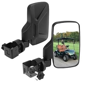 Golf Cart Mirrors,Golf Cart Mirrors Rear View is Universal Fits 0.7″-1.35″ Square Rail,No Drilling,360° Rotation,Foldable,High Definition,Durable Anti-Shudder,Fits Club Car,EZGO,Yamaha,Zone