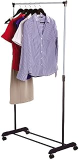 Home Vida Single Garment Rack Adjustable Clothes Rail, Metal, Silver