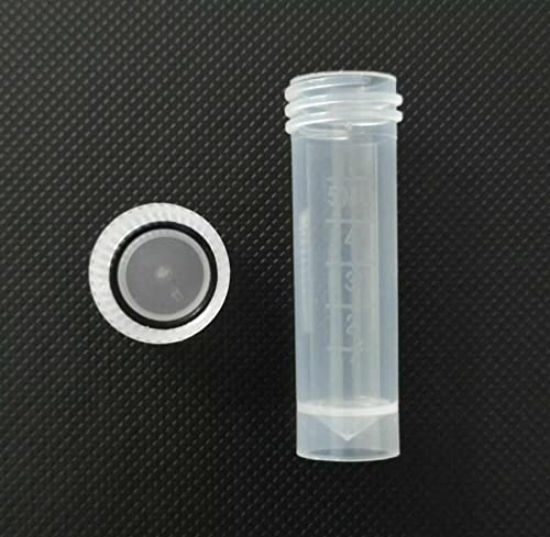 5ml Graduated Plastic Vials, Leak-Proof with O-ring Screw Cap with Frosted Writing Area (1)