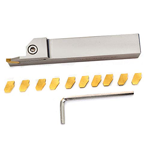 Oscarbide 3/4" Indexable Lathe Grooving Parting Holder Heavy Duty Nickel Plated Qa12R-30 Right -Hand Cut Off Tool With 10 Pieces Carbide Inserts Gtn-3(Qc1403) #TOP7
