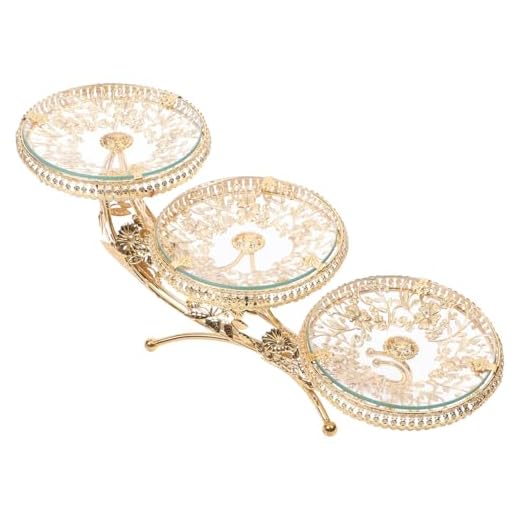 Cabilock Fruit Baskets Tiered Cupcake Stand Dessert Plate European- Style Cake Stand Fruit Candy Buffet Display Tower Glass Serving Tray for Wedding Home Birthday Party Gold Large Metal Basket