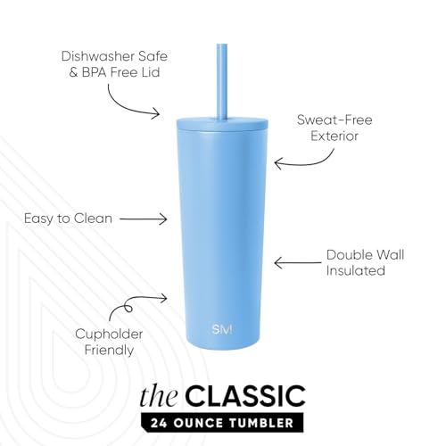 Image of Simple Modern Classic Tumbler with Straw Lid | Insulated Iced Coffee Cup Reusable Stainless Steel Water Bottle Travel Mug | Gifts for Women Men Her Him | 24oz | Snow Day